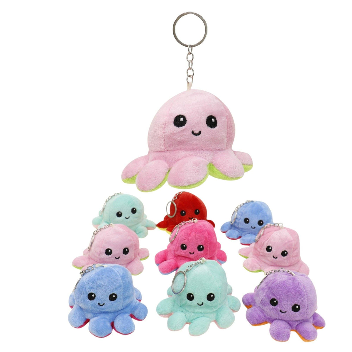 Reversible Octopus Plushie Key Chain 1 piece.