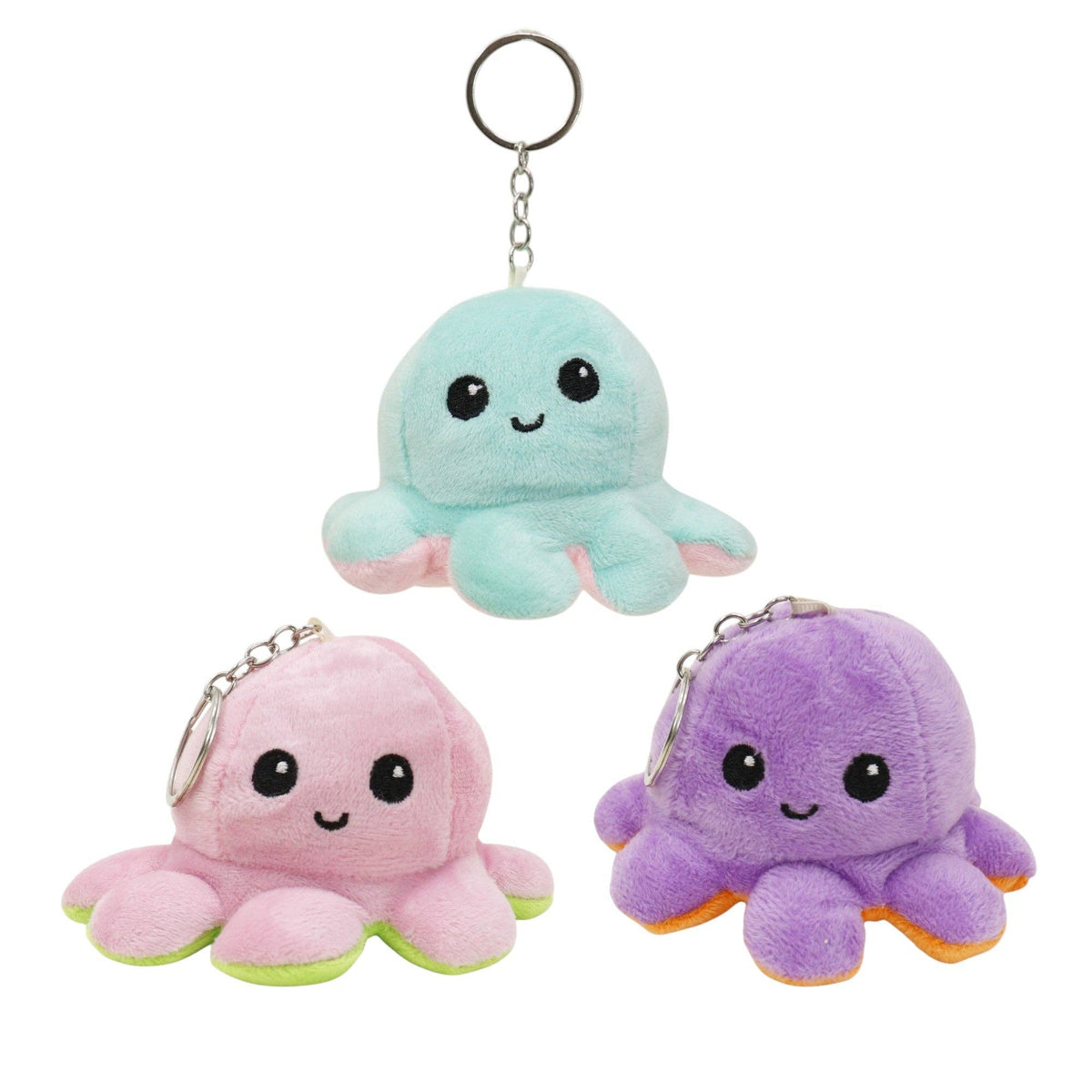 Reversible Octopus Plushie Key Chain 1 piece.