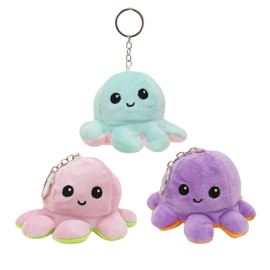 Reversible Octopus Plushie Key Chain 1 piece.