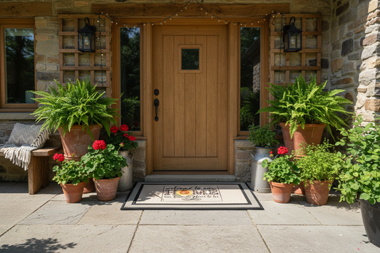 Custom mat at farmhouse entrance