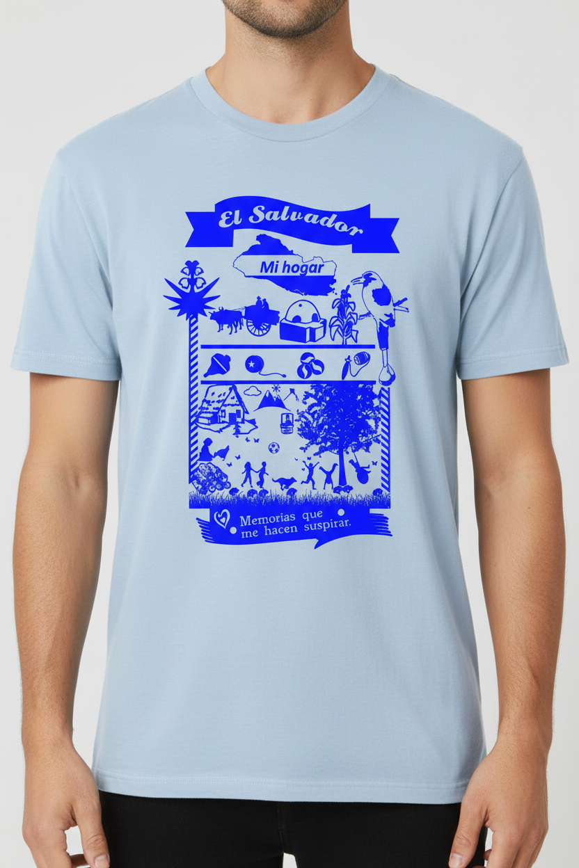 El Salvador t-shirt in sky blue with updated design