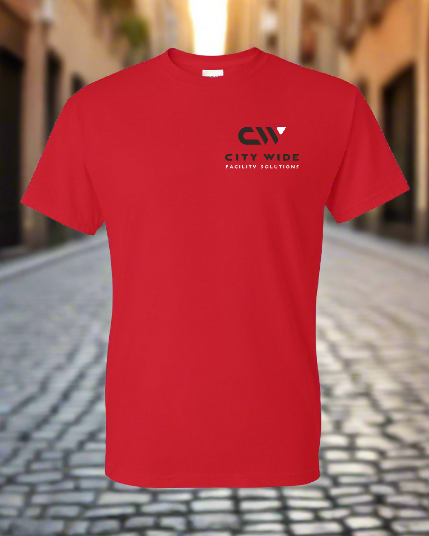 Gildan Dry Blend  Short Sleeve T shirt. 50/50 poly Cotton. One side printed.